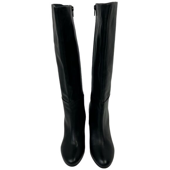 Seychelles Black Leather Tall Knee High Boots Size 9 Heeled Boots Zip Up - Picture 10 of 13